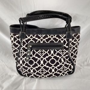 Emilie M Abstract Black & White Canvas Purse Tote